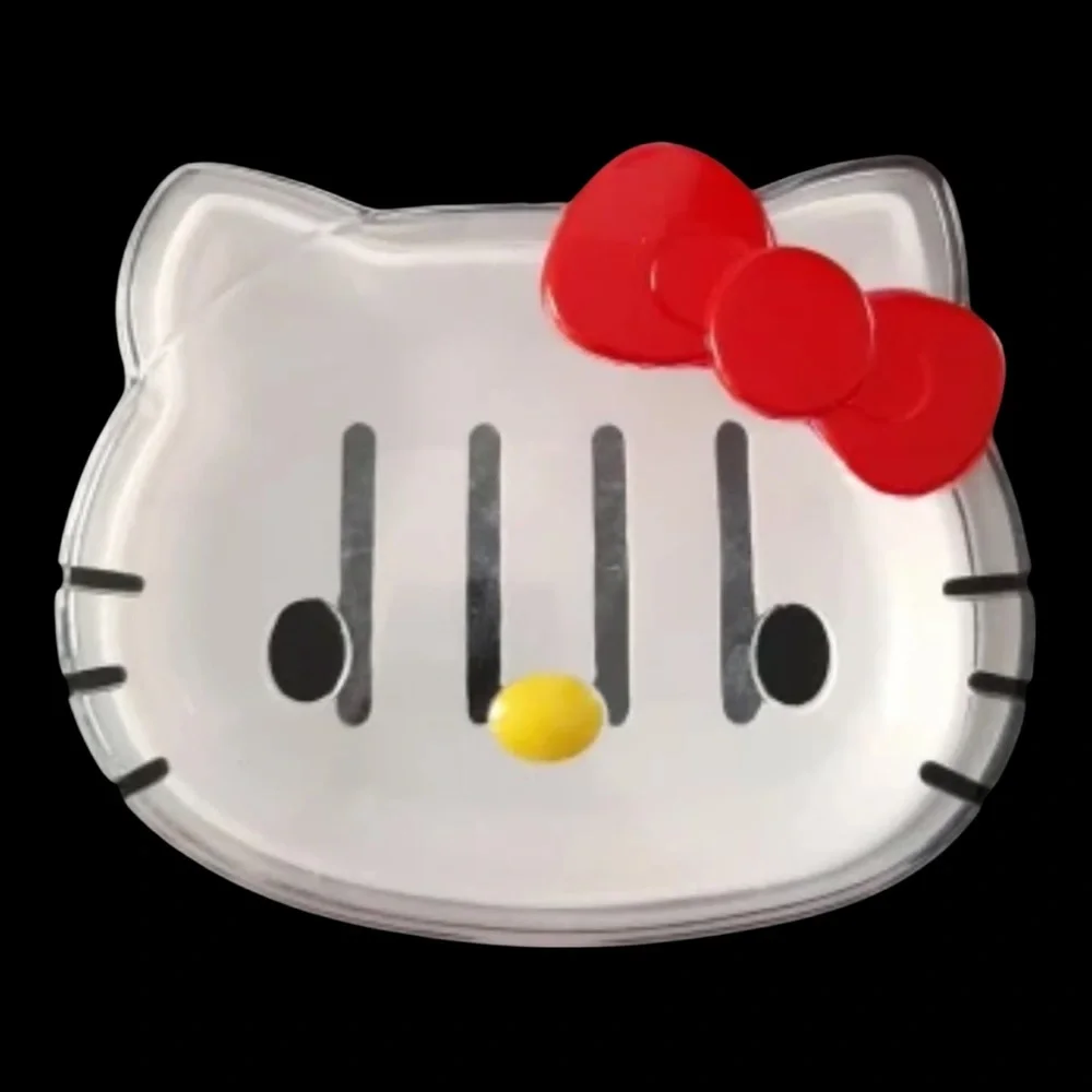 Hello Kitty Two-Piece Soap Dish Clear Face Red Bow Bath Accessory